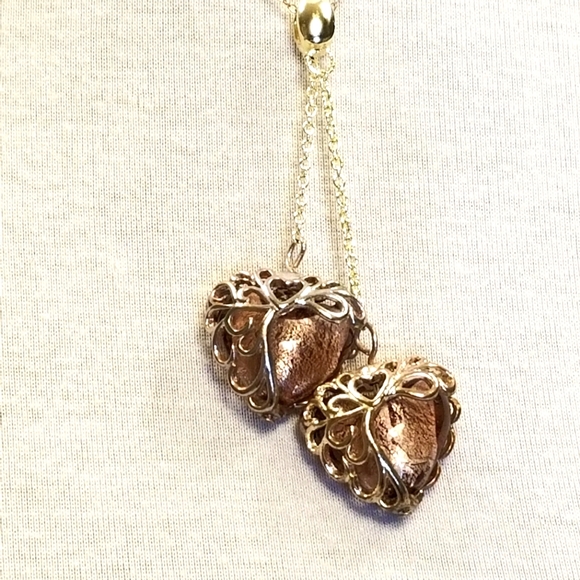 Vecchia Murano Italian Hand-blown heart-shaped purple lilac glass beads necklace - Picture 3 of 15